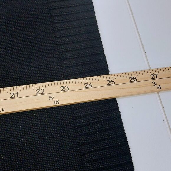 Talbots Linen Blend Sweater Vest Women's Size Large Black Cream Trim Tight Knit - Picture 7 of 7